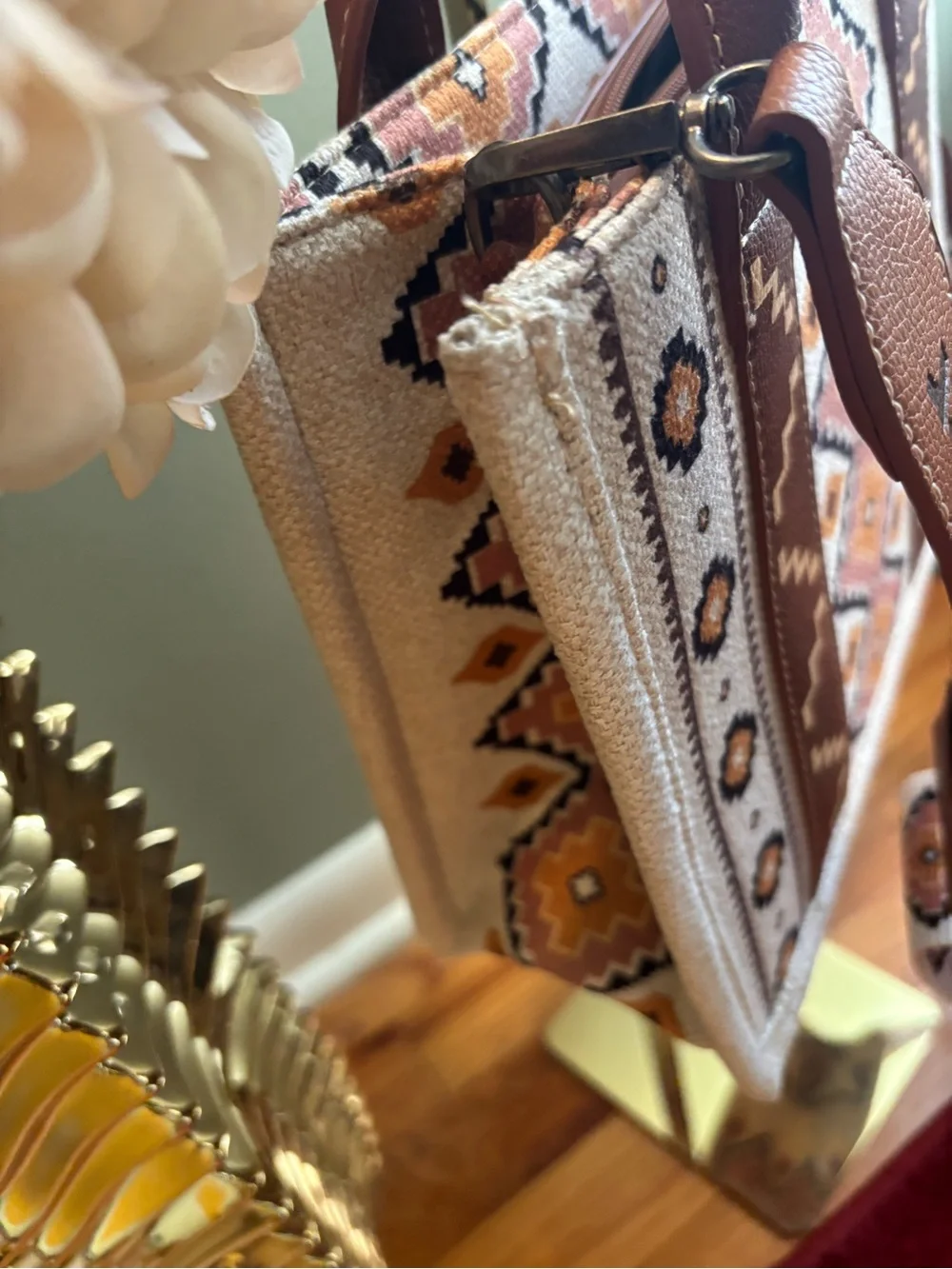 Wrangler Southwestern Print Small Canvas Tote/Crossbody Bag.